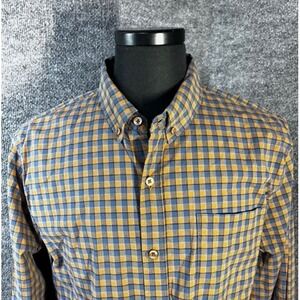 Lee Button-Up Shirt Men's Size Large Yellow & Blue Long Sleeve Check Cotton